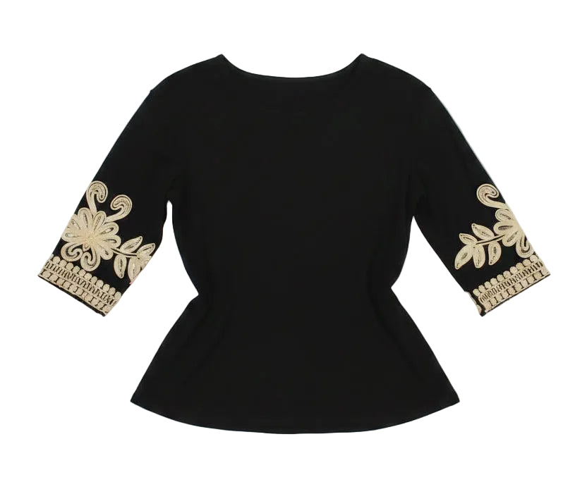 Blusa Bordada , detalles Dorados