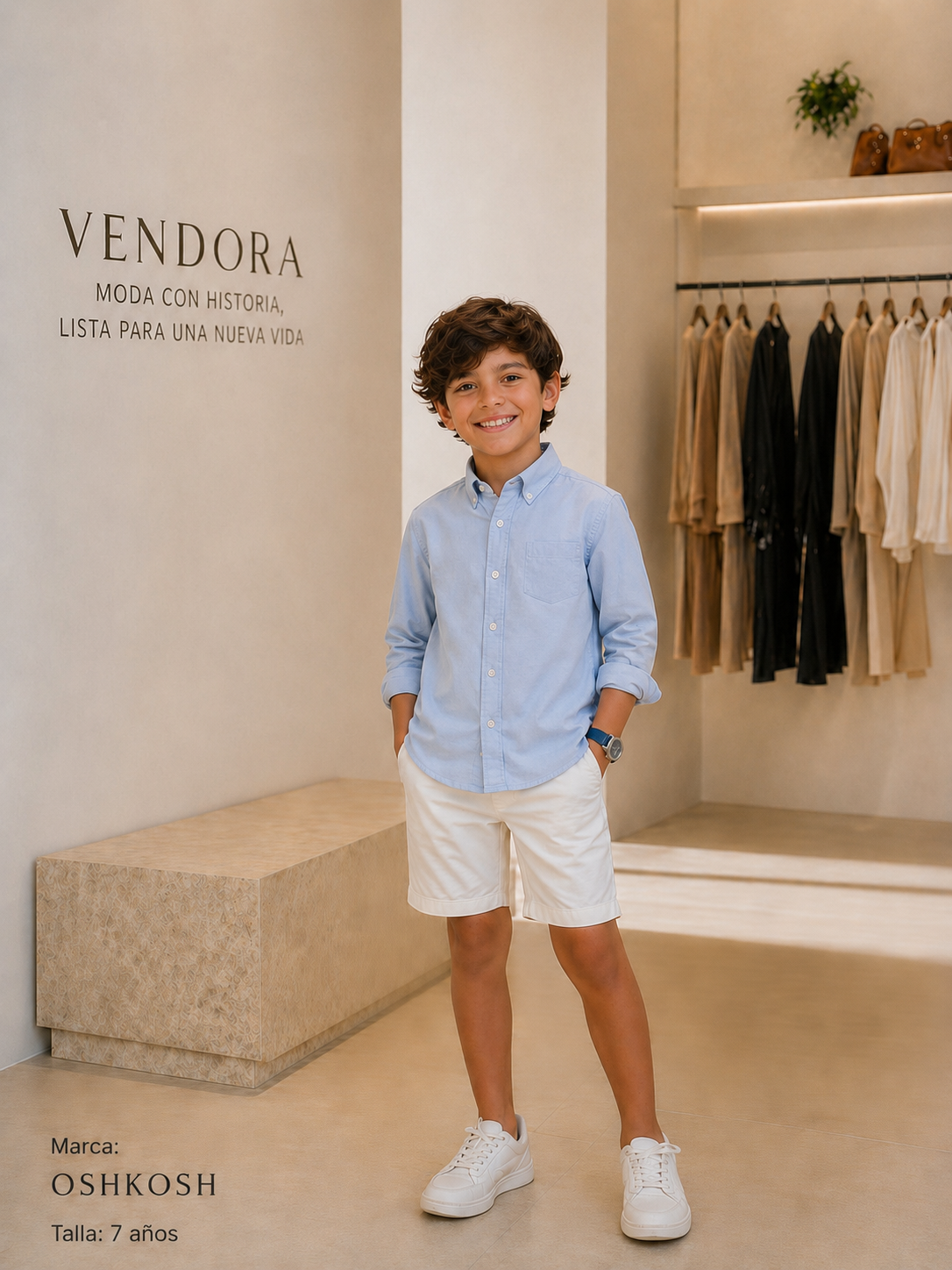 Camisa Niño Azul Oshkosh Talla 7 Años