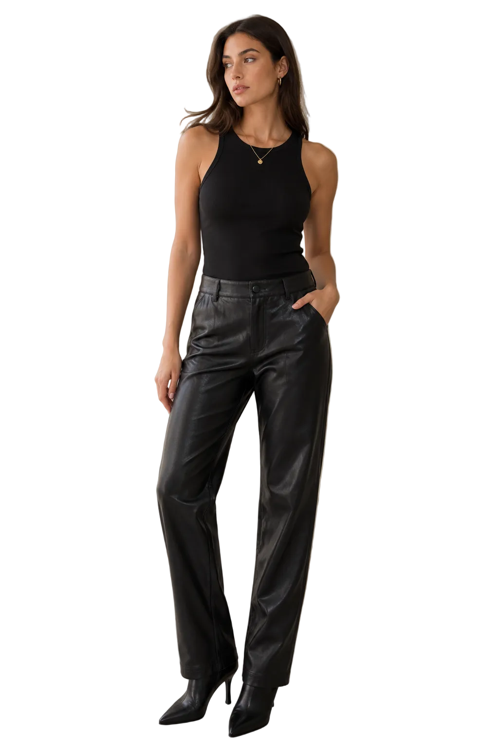 Pantalon Negro Piel Sintética Talla XL