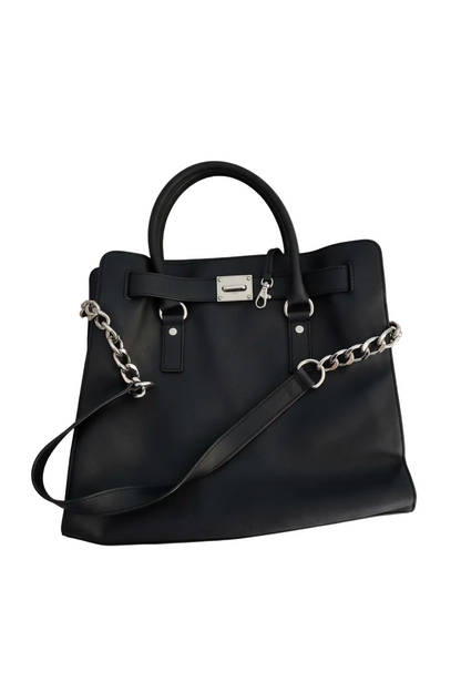 Michael Kors Black Leather Large Hamilton North South Tote