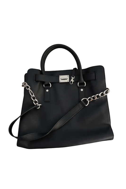 Michael Kors Black Leather Large Hamilton North South Tote
