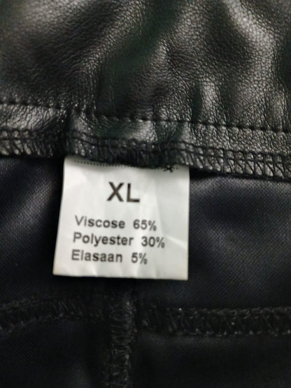 Pantalon Negro Piel Sintética Talla XL