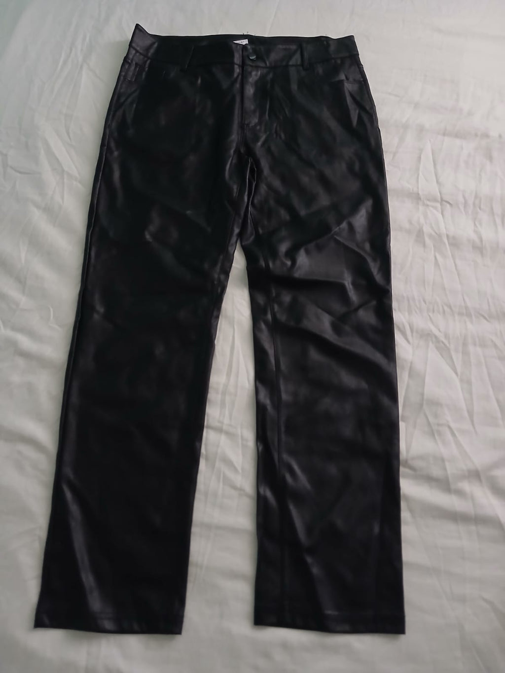 Pantalon Negro Piel Sintética Talla XL
