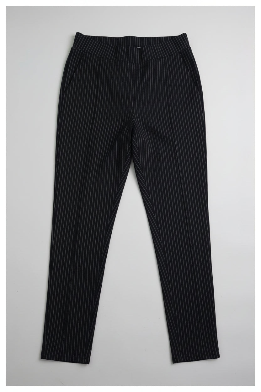 Pantalon Negro Rallas Blancas Talla L