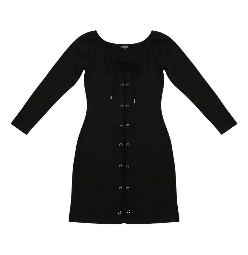 Vestido Negro Talla S, con Hoyuelos en la parte Frontal