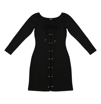 Vestido Negro Talla S, con Hoyuelos en la parte Frontal