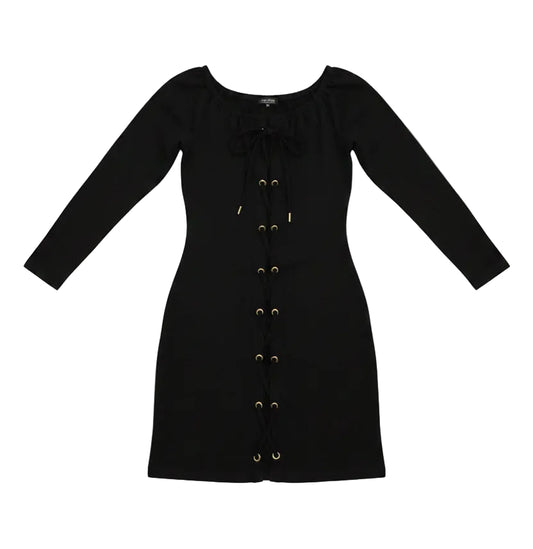 Vestido Negro Talla S, con Hoyuelos en la parte Frontal