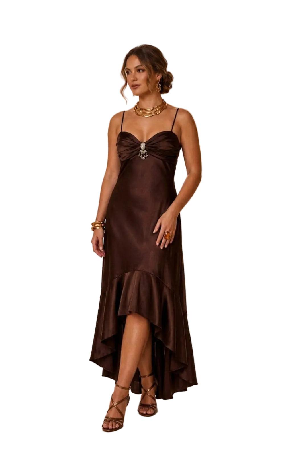 Vestido de Noche Cafe Talla M