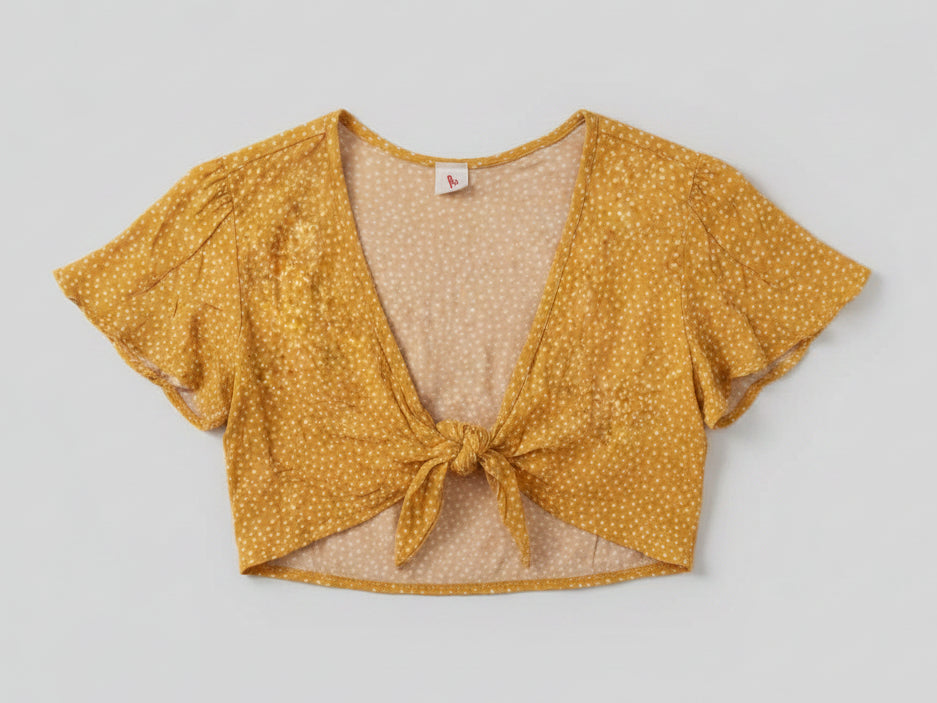 Yellow Blouse with white dots size S