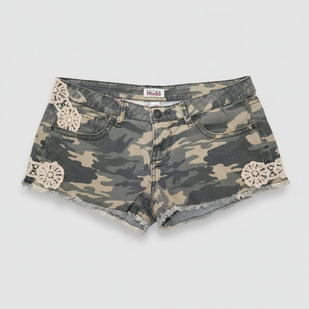 Short Camuflaje Detalles de Encaje Mujer Mudd Talla 11
