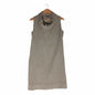 Vestido Midi 100% Lino Italiano Taupe – Cuello Drapeado Cowl Neck – Hecho en Italia – Preloved Auténtico – Talla M/L